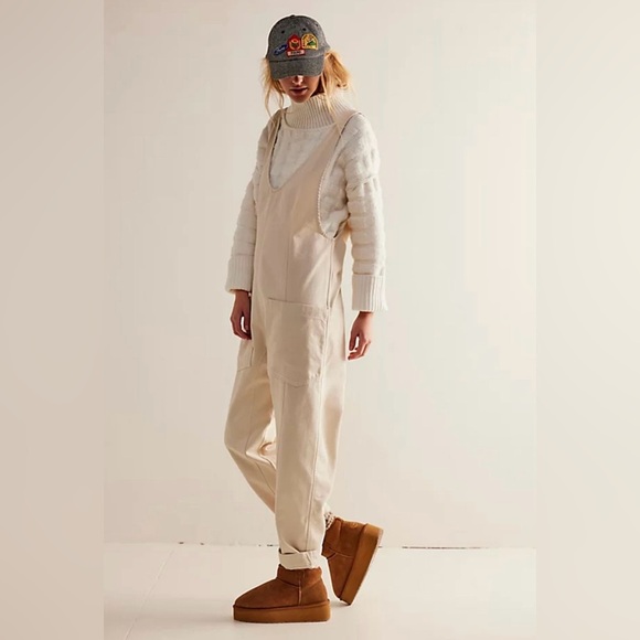 NWT Free People High Roller Jumpsuit In Color Wisp/Ivory - Picture 1 of 1